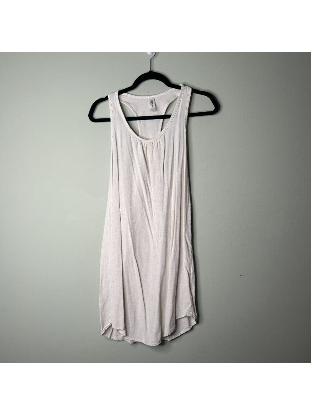 Mahina Hawaii Off White Scoop Neck Racerback Mini Dress Women's Size Medium M